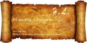 Hlavaty Líviusz névjegykártya